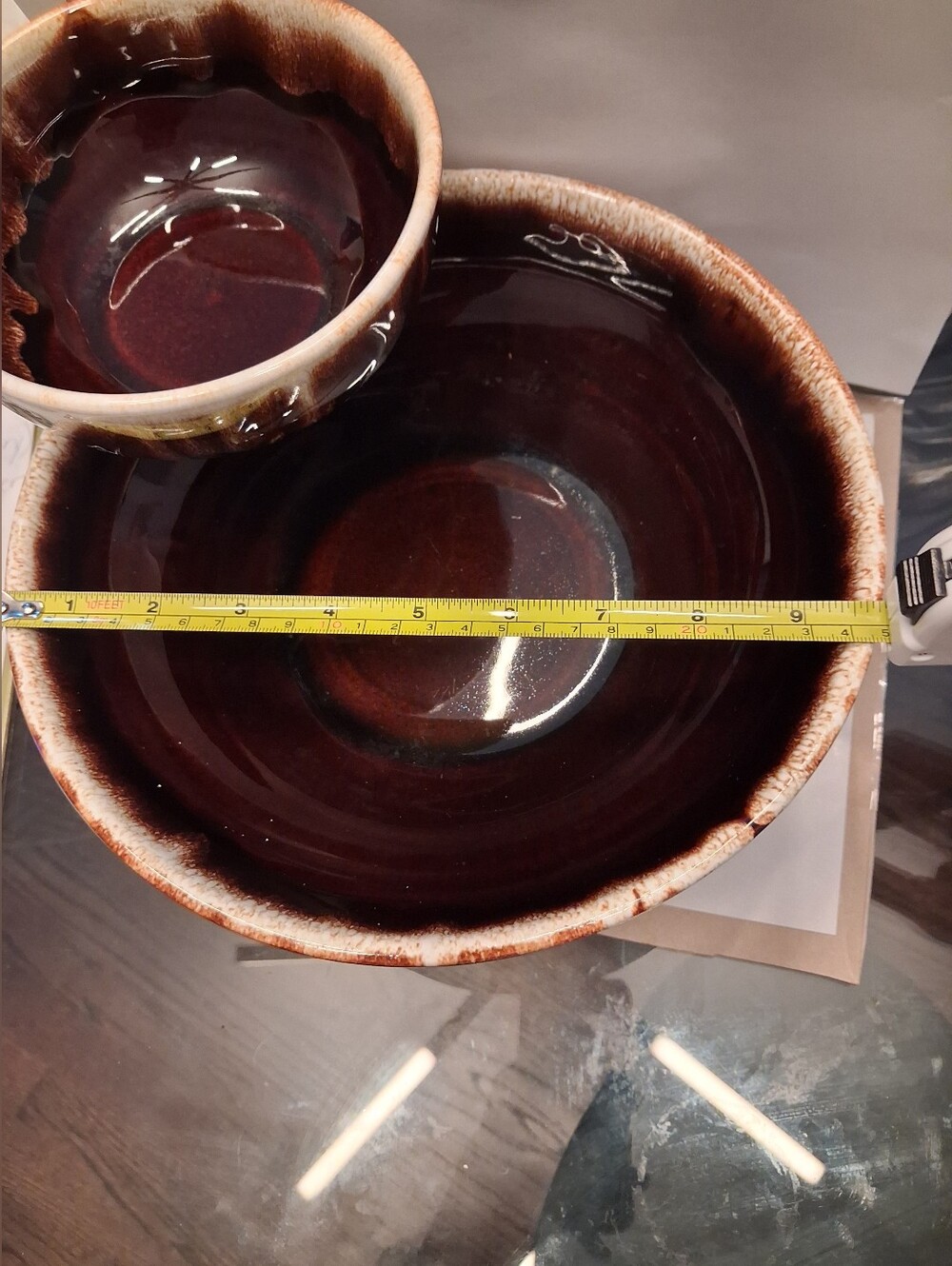 Pfaltzgraff Dining- Brown And White Glazed Ceramic Decorative Chip and Dip Bowl - Picture 4 of 9